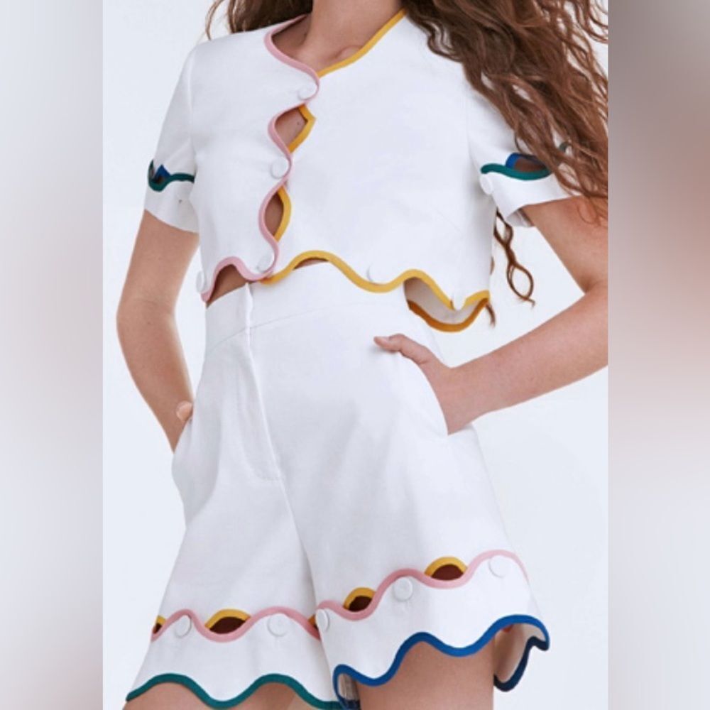 Sara Battaglia 2018 runway cutout dress designer meets vintage button logo rare